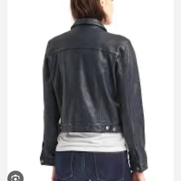 GAP Icon Leather Jacket In Indigo - Picture 3 of 10